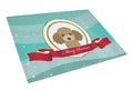 Chocolate Brown Poodle Merry Christmas Cutting Board Tempered Glass Kitchen Cutting Surface, Heat Resistant Chopping, Non-Slip Feet, Food Prep & Serving
