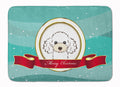 White Poodle Merry Christmas Memory Foam Kitchen Mat Machine Washable Anti-Fatigue Cushion Comfort Bath or Kitchen Rug