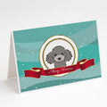 Silver Gray Poodle Merry Christmas Greeting Cards Pack of 8 Blank Cards with Envelopes Whimsical A7 Size 5x7