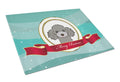 Silver Gray Poodle Merry Christmas Cutting Board Tempered Glass Kitchen Cutting Surface, Heat Resistant Chopping, Non-Slip Feet, Food Prep & Serving