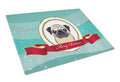 Fawn Pug Merry Christmas Cutting Board Tempered Glass Kitchen Cutting Surface, Heat Resistant Chopping, Non-Slip Feet, Food Prep & Serving