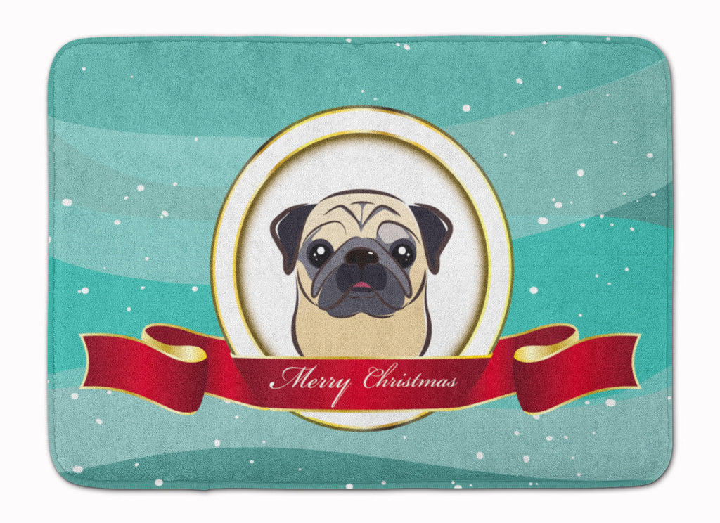 Fawn Pug Merry Christmas Memory Foam Kitchen Mat Machine Washable Anti-Fatigue Cushion Comfort Bath or Kitchen Rug