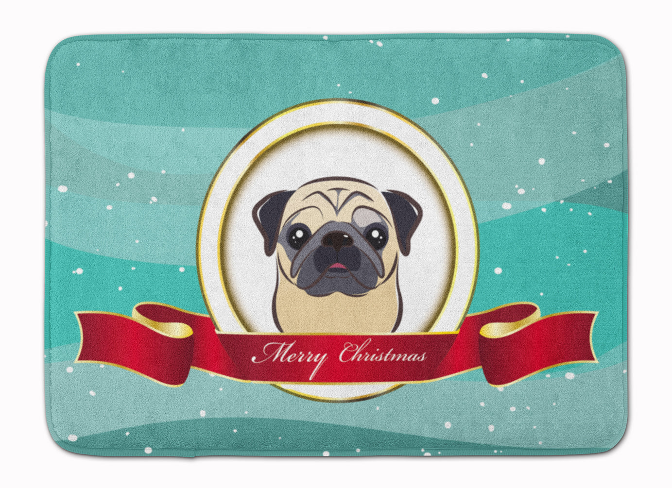 Fawn Pug Merry Christmas Memory Foam Kitchen Mat Machine Washable Anti-Fatigue Cushion Comfort Bath or Kitchen Rug