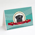 Black Pug Merry Christmas Greeting Cards Pack of 8 Blank Cards with Envelopes Whimsical A7 Size 5x7