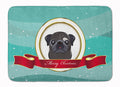 Black Pug Merry Christmas Memory Foam Kitchen Mat Machine Washable Anti-Fatigue Cushion Comfort Bath or Kitchen Rug