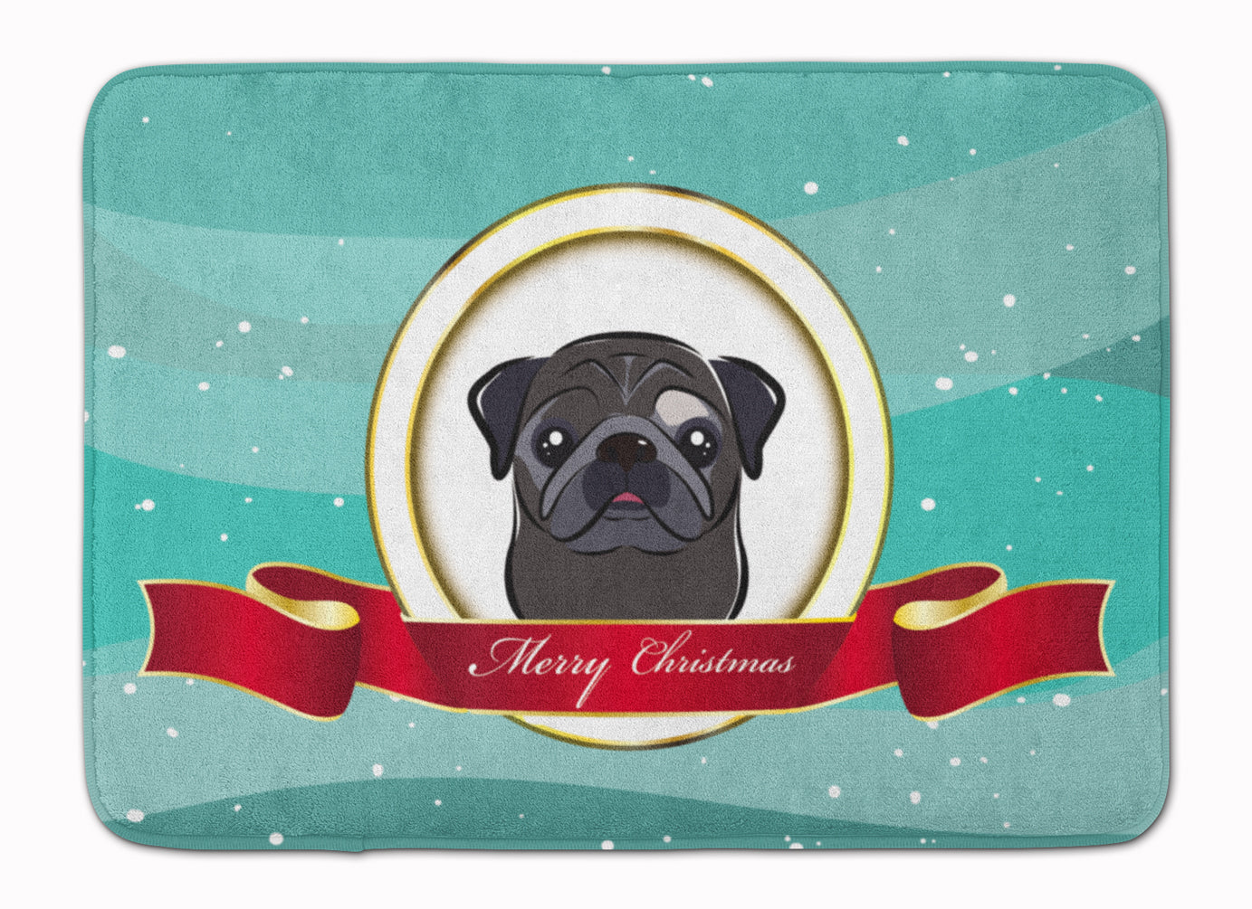 Black Pug Merry Christmas Memory Foam Kitchen Mat Machine Washable Anti-Fatigue Cushion Comfort Bath or Kitchen Rug