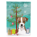 Christmas Tree and Jack Russell Terrier House Flag 28x40 Porch Sleeve Pole Decorative Outside Yard Banner Artwork Wall Hanging, Polyester