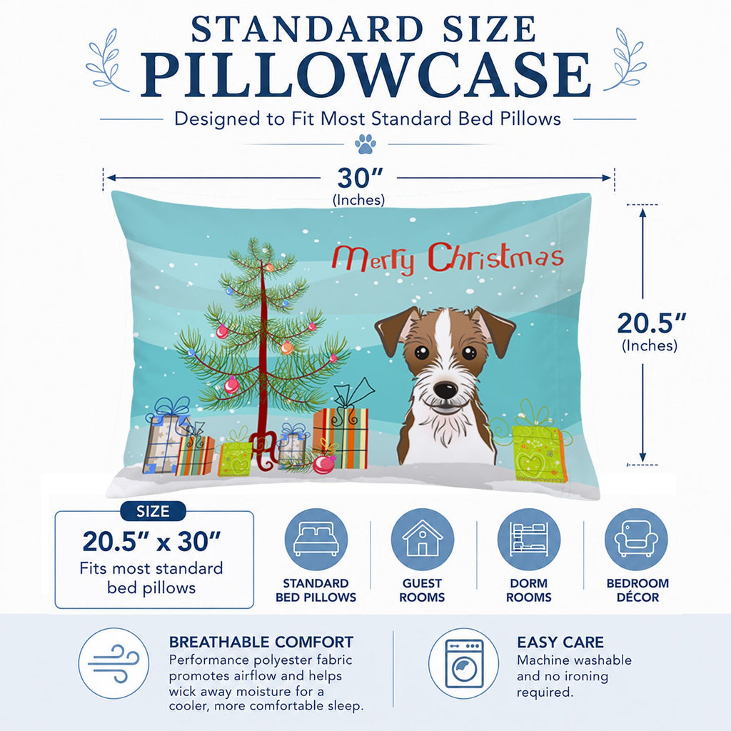 Christmas Tree and Jack Russell Terrier Standard Pillowcase Lightweight Super Soft Easy Care Decorative Artwork Pillowcase, Standard