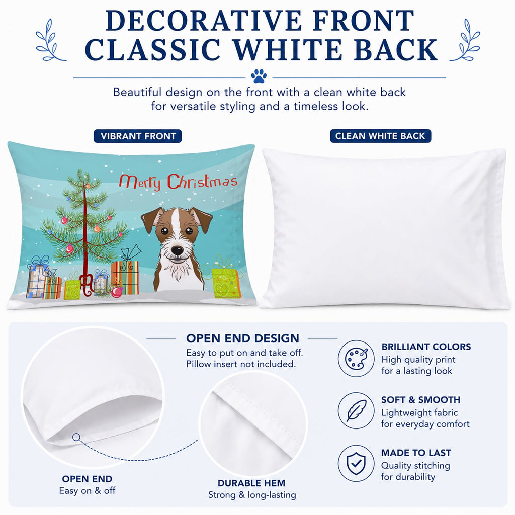 Christmas Tree and Jack Russell Terrier Standard Pillowcase Lightweight Super Soft Easy Care Decorative Artwork Pillowcase, Standard