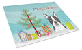 Christmas Tree and Boston Terrier Cutting Board Tempered Glass Kitchen Cutting Surface, Heat Resistant Chopping, Non-Slip Feet, Food Prep & Serving