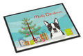 Christmas Tree and Boston Terrier Doormat Indoor Outdoor 18H X 27W Front Door Mat Rugs for Entryway, Non Slip Washable
