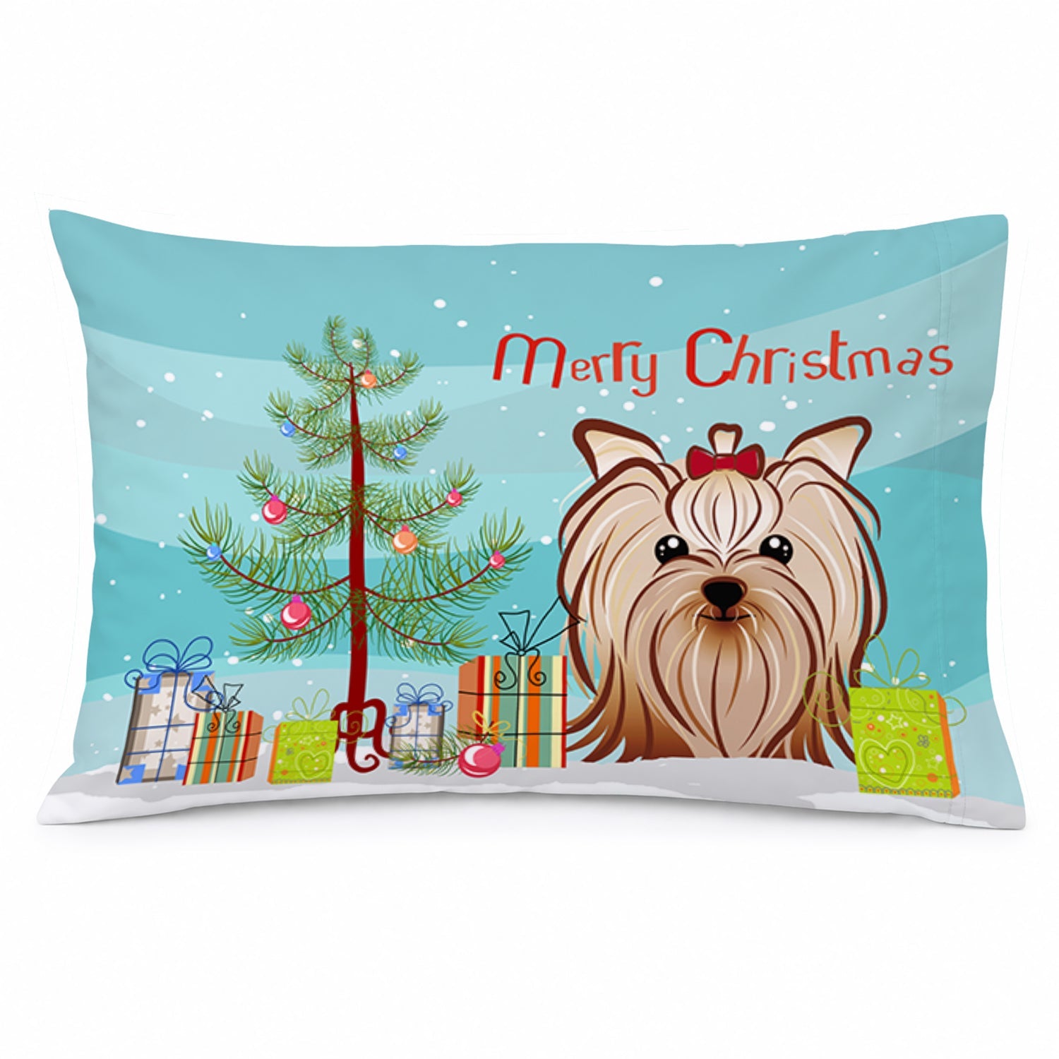 Christmas Tree and Yorkie Yorkishire Terrier Standard Pillowcase Lightweight Super Soft Easy Care Decorative Artwork Pillowcase, Standard