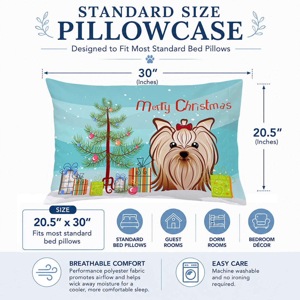 Christmas Tree and Yorkie Yorkishire Terrier Standard Pillowcase Lightweight Super Soft Easy Care Decorative Artwork Pillowcase, Standard