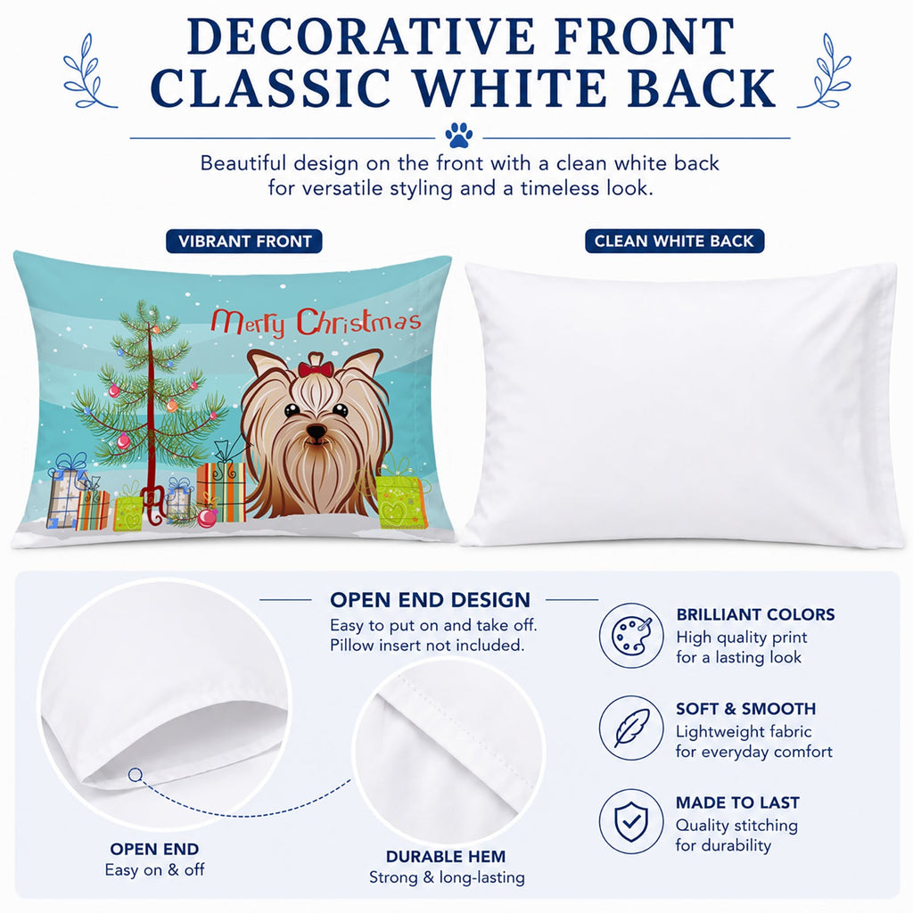 Christmas Tree and Yorkie Yorkishire Terrier Standard Pillowcase Lightweight Super Soft Easy Care Decorative Artwork Pillowcase, Standard