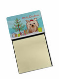 Christmas Tree and Yorkie Yorkishire Terrier Watercolor Sticky Note Holder Refillable Dispenser Desk Accessory 3x3 Pad Gift