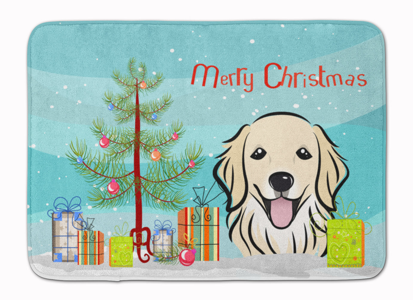 Christmas Tree and Golden Retriever Memory Foam Kitchen Mat Machine Washable Anti-Fatigue Cushion Comfort Bath or Kitchen Rug