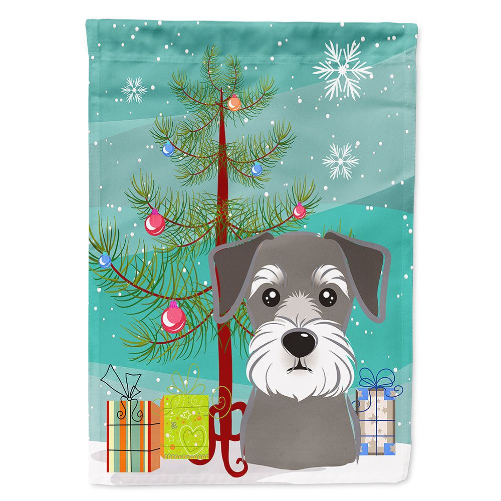 Christmas Tree and Schnauzer House Flag 28x40 Porch Sleeve Pole Decorative Outside Yard Banner Artwork Wall Hanging, Polyester