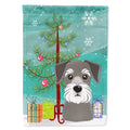 Christmas Tree and Schnauzer House Flag 28x40 Porch Sleeve Pole Decorative Outside Yard Banner Artwork Wall Hanging, Polyester
