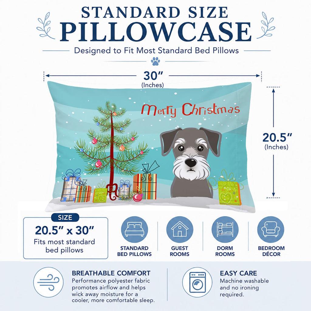 Christmas Tree and Schnauzer Standard Pillowcase Lightweight Super Soft Easy Care Decorative Artwork Pillowcase, Standard