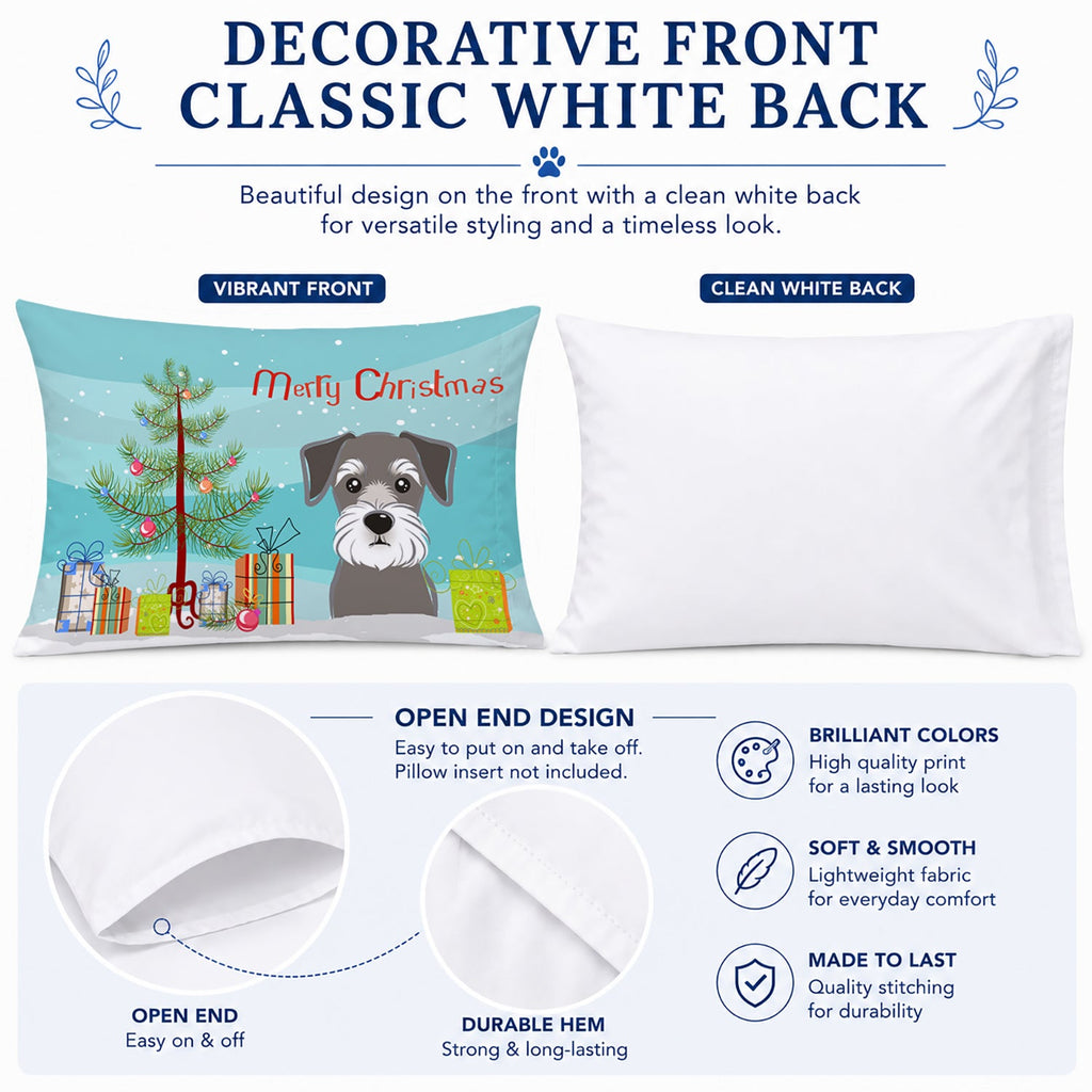 Christmas Tree and Schnauzer Standard Pillowcase Lightweight Super Soft Easy Care Decorative Artwork Pillowcase, Standard