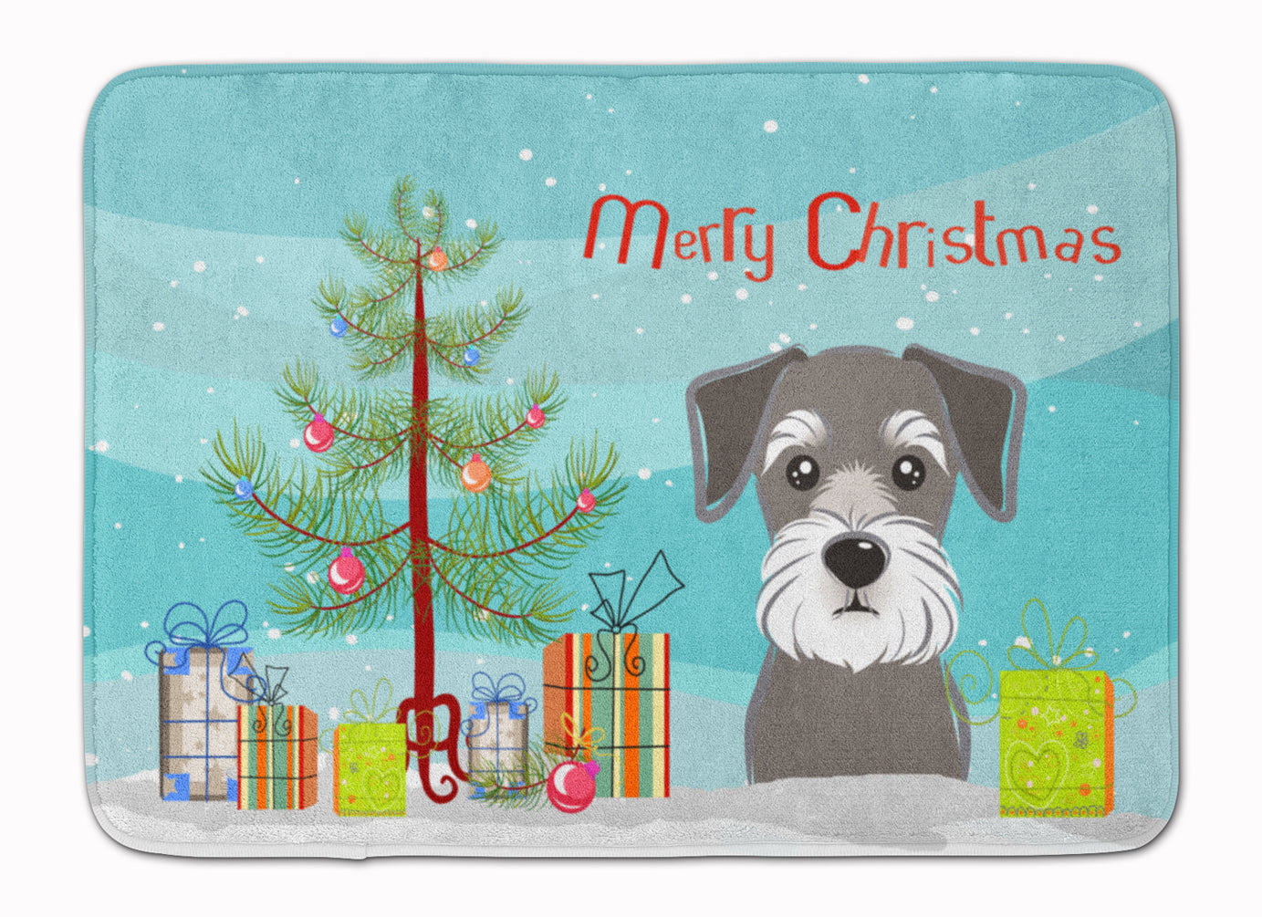 Christmas Tree and Schnauzer Memory Foam Kitchen Mat Machine Washable Anti-Fatigue Cushion Comfort Bath or Kitchen Rug