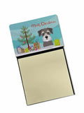 Christmas Tree and Schnauzer Watercolor Sticky Note Holder Refillable Dispenser Desk Accessory 3x3 Pad Gift