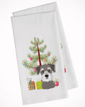 Christmas Tree and Schnauzer Kitchen Towel Set of 2 White Dish Towels Decorative Bathroom Hand towel for Hand, Face, Hair, Yoga, Tea, Dishcloth, 19 X 28", White