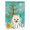 Christmas Tree and Pomeranian House Flag 28x40 Porch Sleeve Pole Decorative Outside Yard Banner Artwork Wall Hanging, Polyester