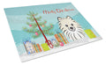 Christmas Tree and Pomeranian Cutting Board Tempered Glass Kitchen Cutting Surface, Heat Resistant Chopping, Non-Slip Feet, Food Prep & Serving