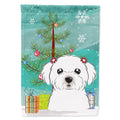 Christmas Tree and Maltese House Flag 28x40 Porch Sleeve Pole Decorative Outside Yard Banner Artwork Wall Hanging, Polyester