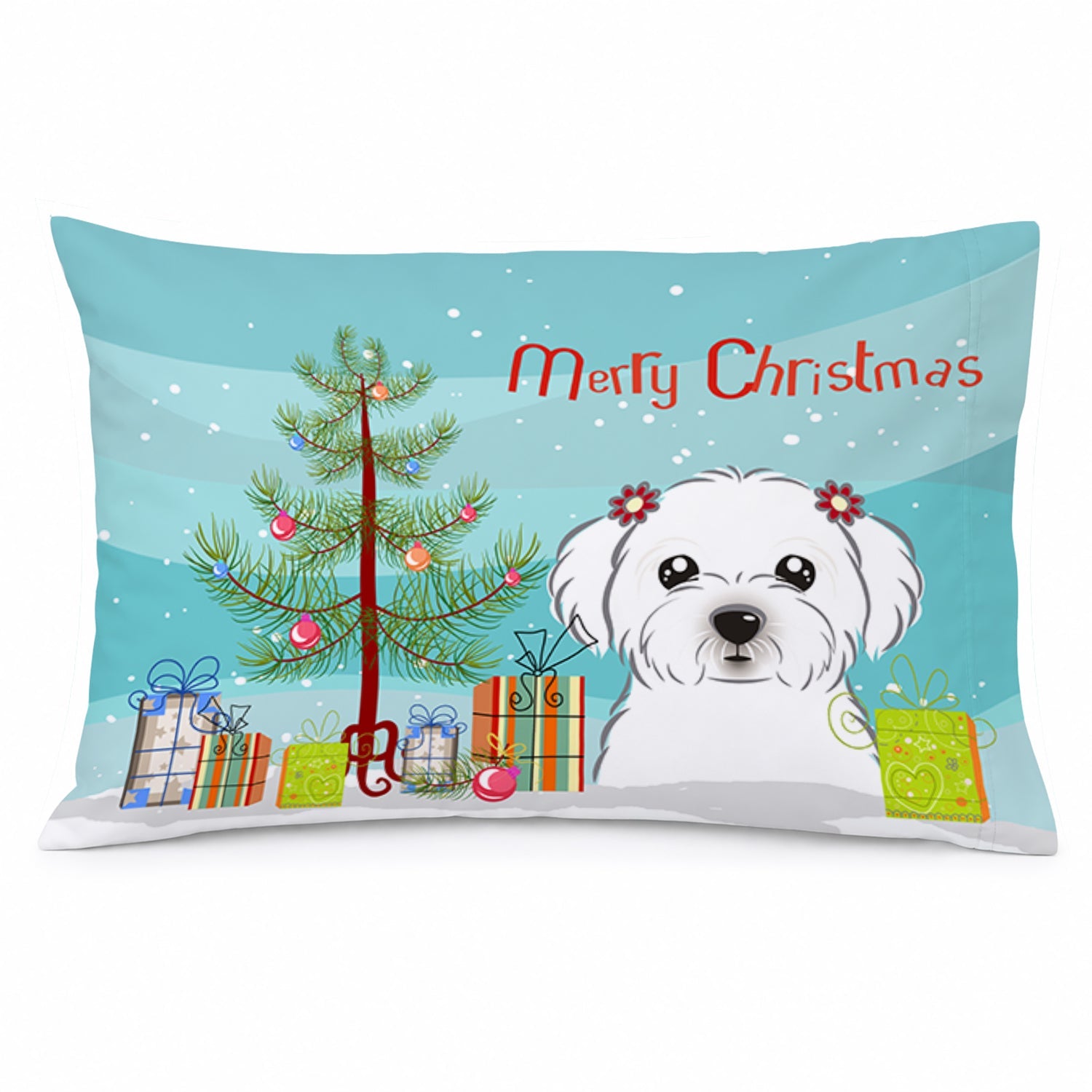 Christmas Tree and Maltese Standard Pillowcase Lightweight Super Soft Easy Care Decorative Artwork Pillowcase, Standard