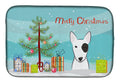 Christmas Tree and Bull Terrier Dish Drying Mat Absorbent Dish Drying Mat Pad for Kitchen Counter Dish Drainer Mat for Countertop, 14 x 21", Multicolor