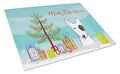 Christmas Tree and Bull Terrier Cutting Board Tempered Glass Kitchen Cutting Surface, Heat Resistant Chopping, Non-Slip Feet, Food Prep & Serving