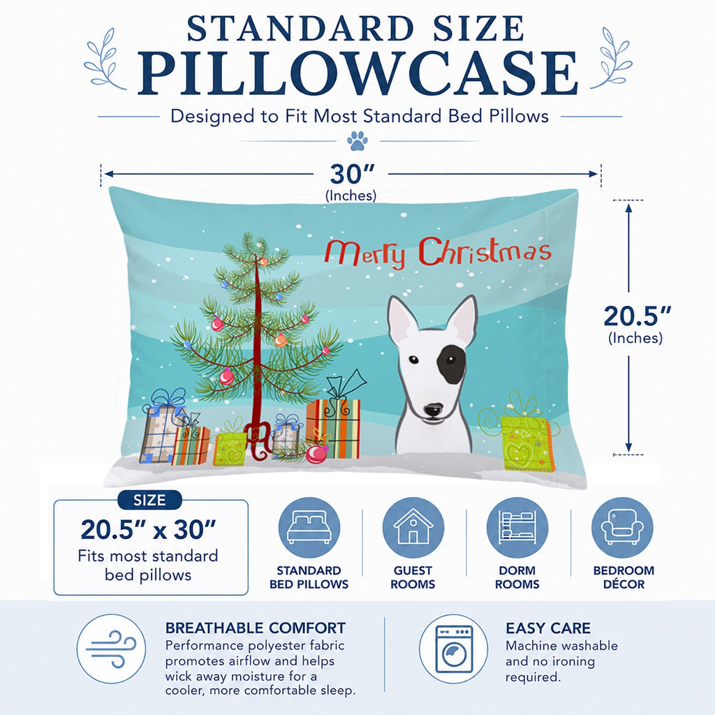 Christmas Tree and Bull Terrier Standard Pillowcase Lightweight Super Soft Easy Care Decorative Artwork Pillowcase, Standard