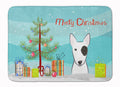 Christmas Tree and Bull Terrier Memory Foam Kitchen Mat Machine Washable Anti-Fatigue Cushion Comfort Bath or Kitchen Rug
