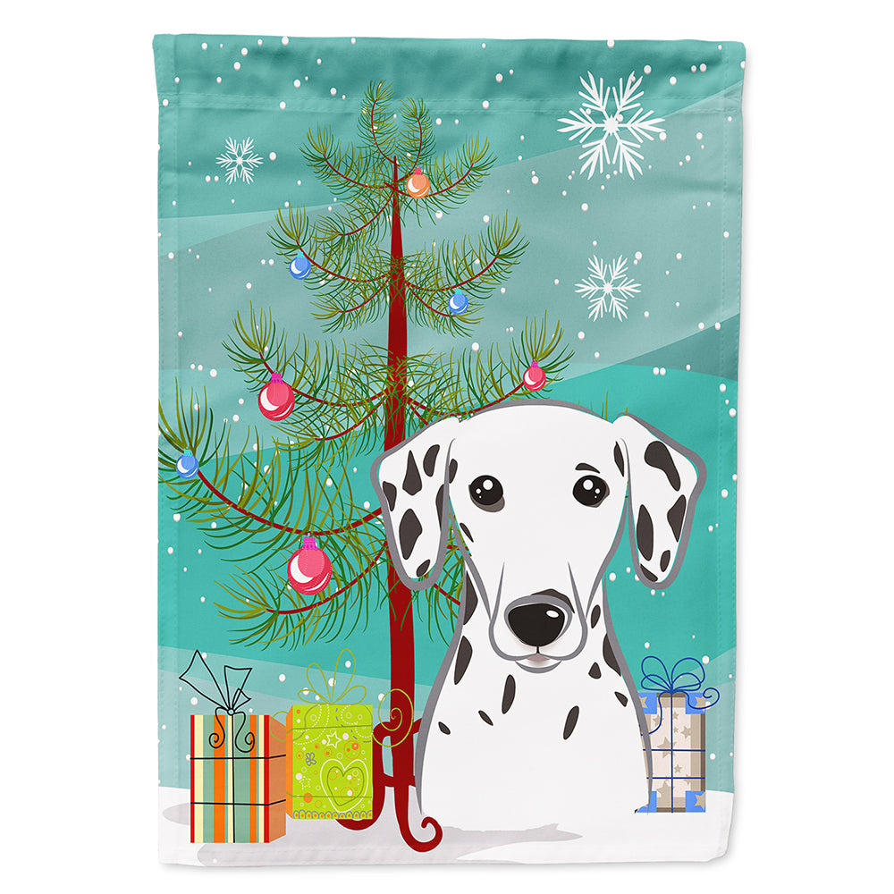Christmas Tree and Dalmatian House Flag 28x40 Porch Sleeve Pole Decorative Outside Yard Banner Artwork Wall Hanging, Polyester