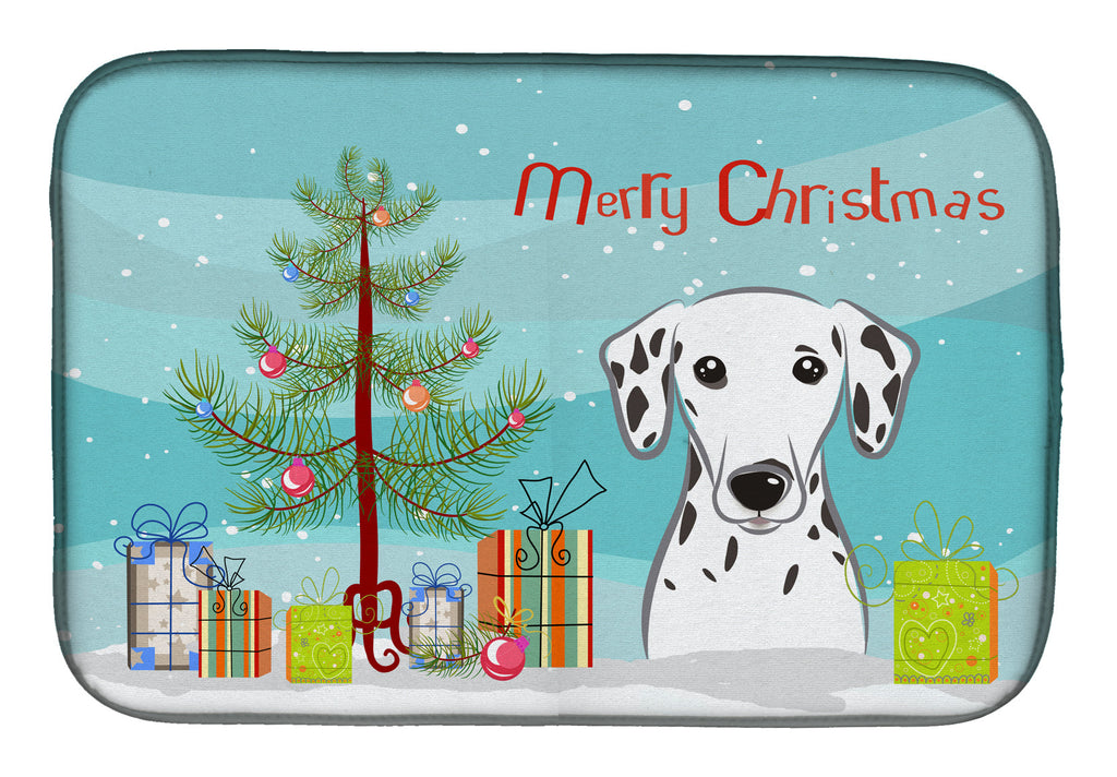 Christmas Tree and Dalmatian Dish Drying Mat Absorbent Dish Drying Mat Pad for Kitchen Counter Dish Drainer Mat for Countertop, 14 x 21", Multicolor