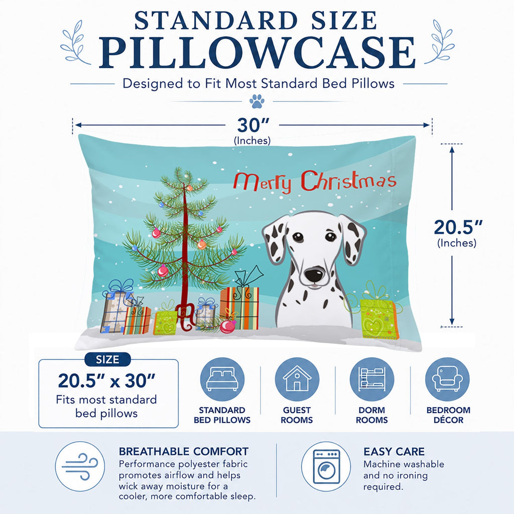 Christmas Tree and Dalmatian Standard Pillowcase Lightweight Super Soft Easy Care Decorative Artwork Pillowcase, Standard