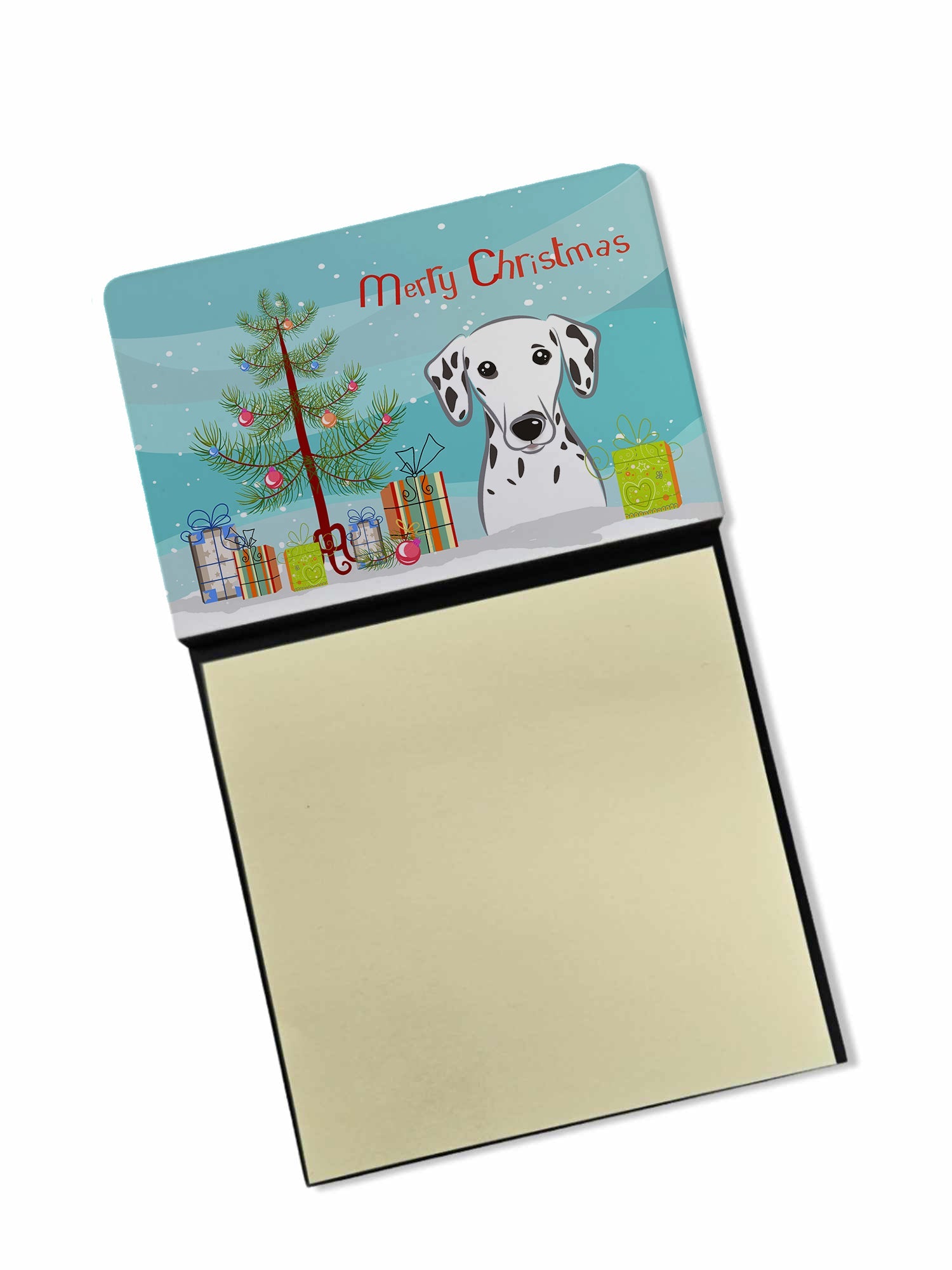Christmas Tree and Dalmatian Watercolor Sticky Note Holder Refillable Dispenser Desk Accessory 3x3 Pad Gift