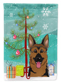 Christmas Tree and German Shepherd House Flag 28x40 Porch Sleeve Pole Decorative Outside Yard Banner Artwork Wall Hanging, Polyester