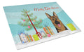 Christmas Tree and German Shepherd Cutting Board Tempered Glass Kitchen Cutting Surface, Heat Resistant Chopping, Non-Slip Feet, Food Prep & Serving