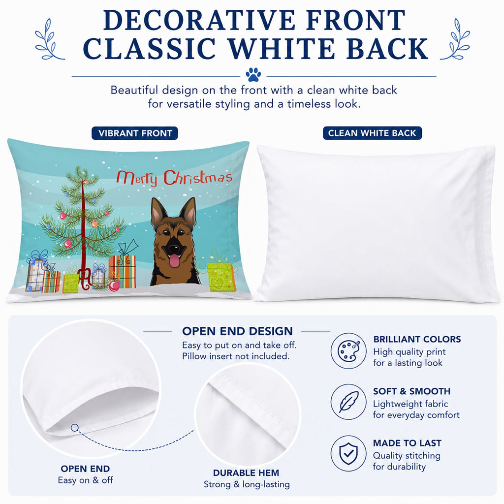 Christmas Tree and German Shepherd Standard Pillowcase Lightweight Super Soft Easy Care Decorative Artwork Pillowcase, Standard