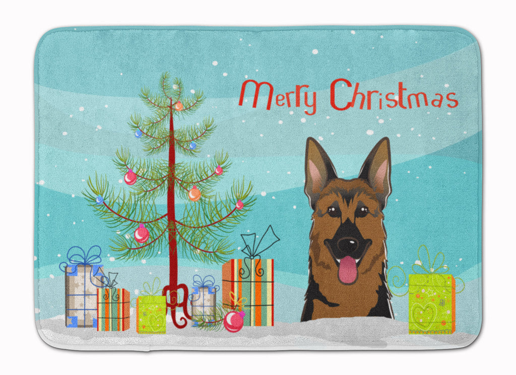 Christmas Tree and German Shepherd Memory Foam Kitchen Mat Machine Washable Anti-Fatigue Cushion Comfort Bath or Kitchen Rug