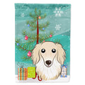 Christmas Tree and Longhair Creme Dachshund House Flag 28x40 Porch Sleeve Pole Decorative Outside Yard Banner Artwork Wall Hanging, Polyester