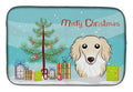 Christmas Tree and Longhair Creme Dachshund Dish Drying Mat Absorbent Dish Drying Mat Pad for Kitchen Counter Dish Drainer Mat for Countertop, 14 x 21", Multicolor