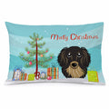 Christmas Tree and Longhair Black and Tan Dachshund Standard Pillowcase Lightweight Super Soft Easy Care Decorative Artwork Pillowcase, Standard