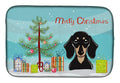 Christmas Tree and Smooth Black and Tan Dachshund Dish Drying Mat Absorbent Dish Drying Mat Pad for Kitchen Counter Dish Drainer Mat for Countertop, 14 x 21", Multicolor