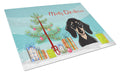 Christmas Tree and Smooth Black and Tan Dachshund Cutting Board Tempered Glass Kitchen Cutting Surface, Heat Resistant Chopping, Non-Slip Feet, Food Prep & Serving