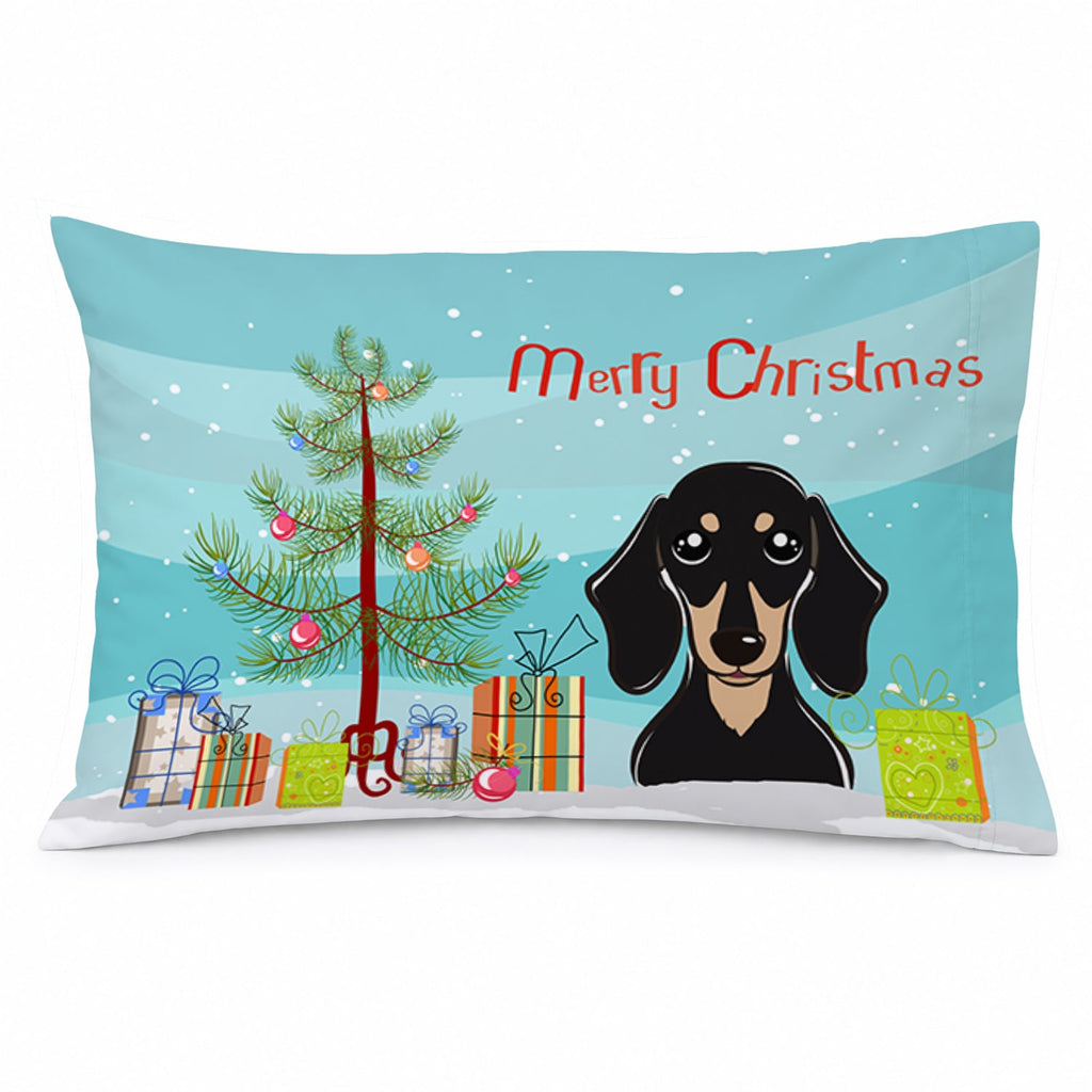Christmas Tree and Smooth Black and Tan Dachshund Standard Pillowcase Lightweight Super Soft Easy Care Decorative Artwork Pillowcase, Standard