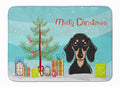 Christmas Tree and Smooth Black and Tan Dachshund Memory Foam Kitchen Mat Machine Washable Anti-Fatigue Cushion Comfort Bath or Kitchen Rug